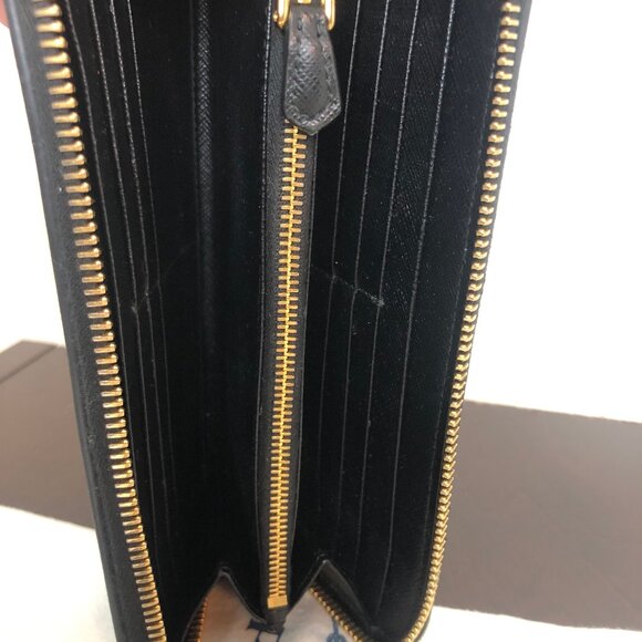 Prada Large Saffiano Leather Zip-Around Wallet RARE Monochrome - Picture 3 of 8